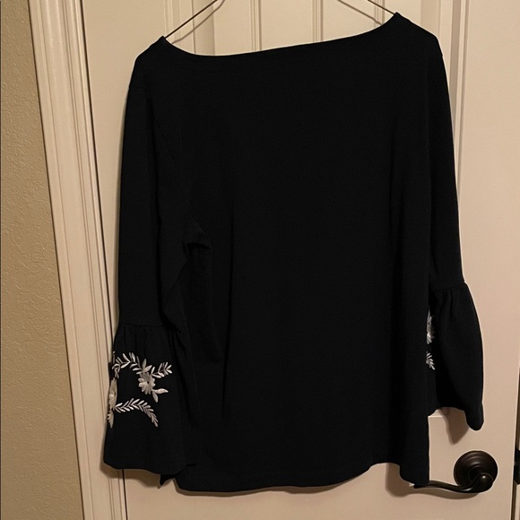 J. Crew Navy Top with White Floral Design - Picture 3 of 5